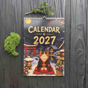 Настінний календар 2027 Котики Сходу - м'яка лапка удачі на рік