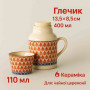 Керамічний набір для гунфу-ча Глечик 400 мл + піала 110 мл для чаю Керамічний набір для гунфу-ча Глечик 400 мл + піала 110 мл для чаю