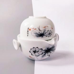 Гайвань керамічна в японському стилі Цвітіння лотоса (Гайвань+піала)