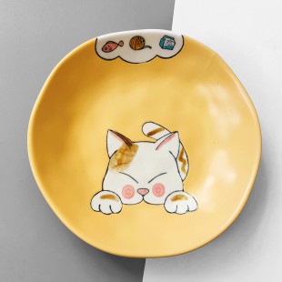 Тарілка в японському стилі з малюнком "Котик" , Ø 20 см